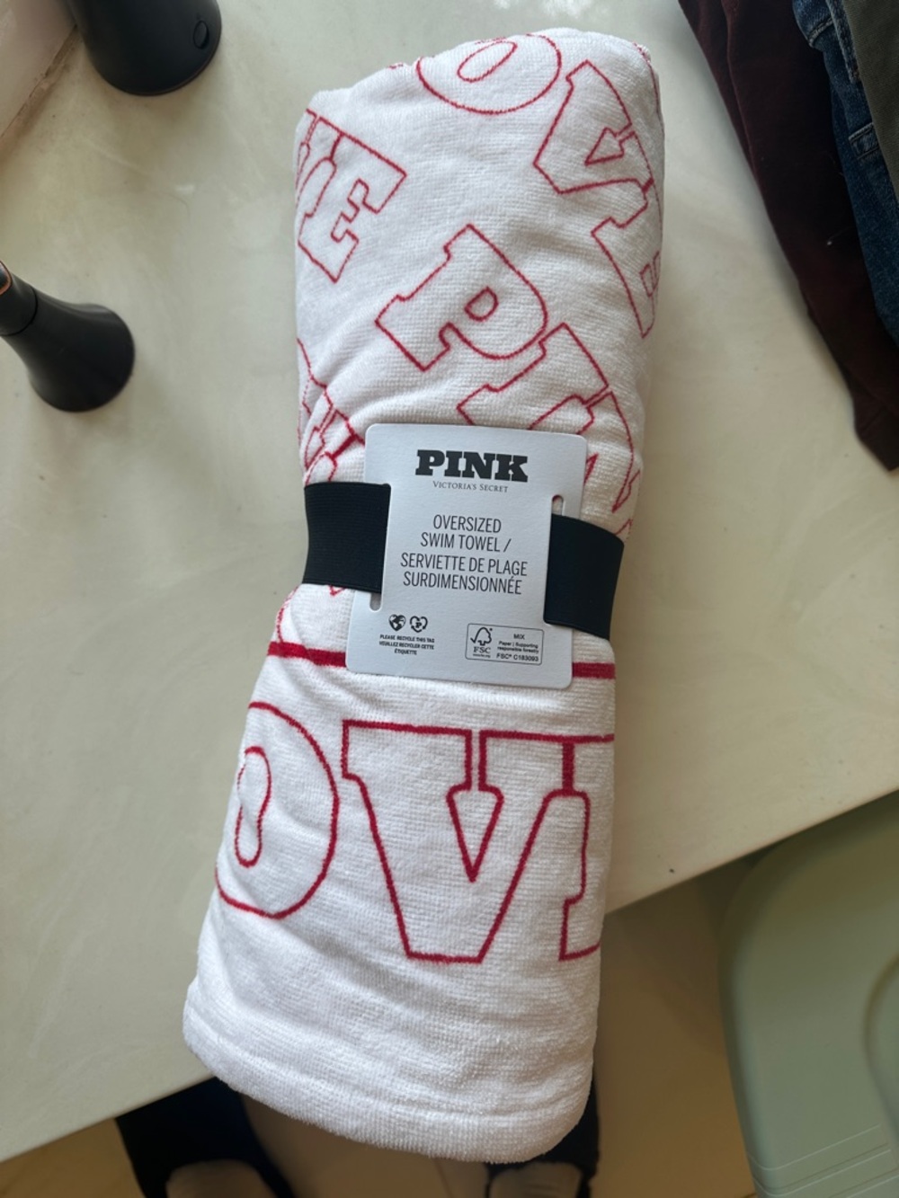 Pink by VS oversized swim towel NWT